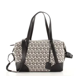 Soft Duffle Bag Printed Canvas with Leather
