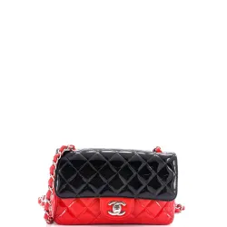 Bicolor Classic Single Flap Bag Quilted Patent Mini