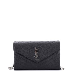 Classic Monogram Wallet on Chain Matelasse Chevron Leather Medium