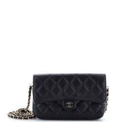 Classic Flap Phone Holder with Chain Quilted Caviar