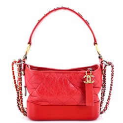 Gabrielle Hobo with Logo Handle Quilted Aged Calfskin Small