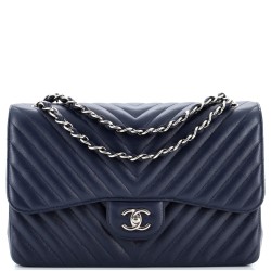 Classic Double Flap Bag Chevron Caviar Jumbo