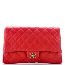 Clutch with Chain Quilted Lambskin