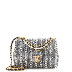 Pearl Chain CC Flap Bag Quilted Tweed Mini