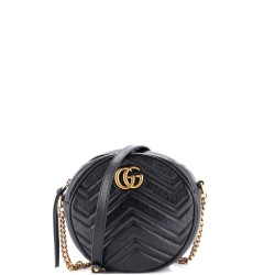 GG Marmont Round Shoulder Bag Matelasse Leather Mini