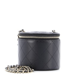 CC Round Vanity Case with Chain Quilted Lambskin Mini