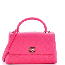 Coco Top Handle Bag Quilted Caviar Small