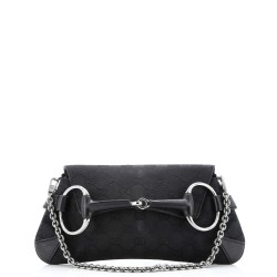 Horsebit Chain Clutch GG Canvas with Leather Medium