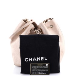 Covered CC Drawstring Bucket Bag Stitched Calfskin Medium