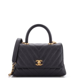 Coco Top Handle Bag Chevron Caviar Mini