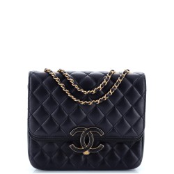 CC Chic Double Flap Bag Quilted Lambskin North South