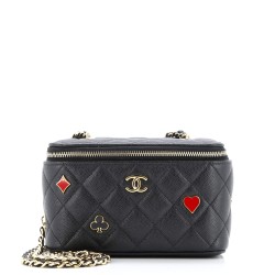 Coco Casino Vanity Case with Chain Quilted Caviar Small