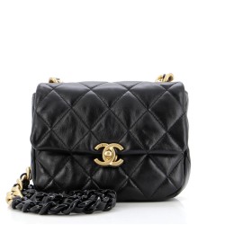Lacquered Metal CC Flap Bag Quilted Lambskin Mini