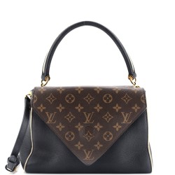 Double V Handbag Calfskin with Monogram Canvas