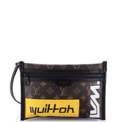 Double Flat Messenger Bag Limited Edition Logo Story Monogram Canvas and Denim
