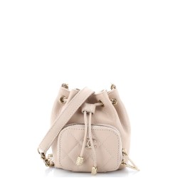 Business Affinity Drawstring Bucket Bag Quilted Caviar Mini