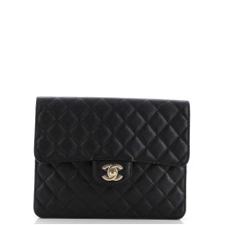 Square Classic Flap Clutch Quilted Caviar