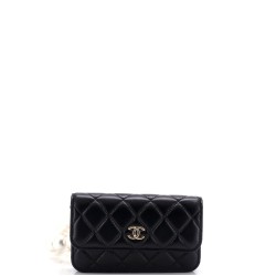 Pearl Strap Clutch with Chain Quilted Calfskin