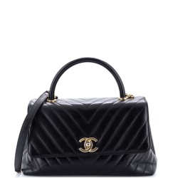 Coco Top Handle Bag Chevron Calfskin Small