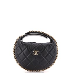 Chain Around Hobo Pouch Quilted Lambskin Mini