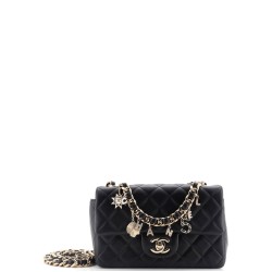 Coco Charms Classic Single Flap Bag Quilted Lambskin Mini