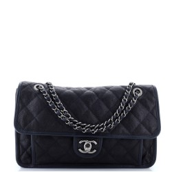 French Riviera Flap Bag Quilted Caviar Large