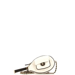 CC Tennis Racket Clutch with Chain Quilted Canvas and Leather
