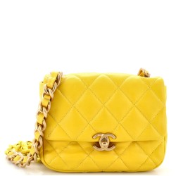 Lacquered Metal CC Flap Bag Quilted Lambskin Mini