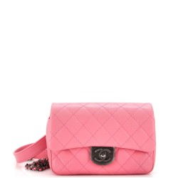 Double Carry Chain Waist Bag Quilted Goatskin Small