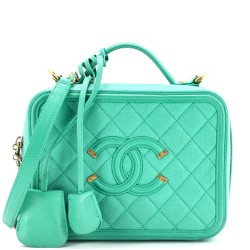 Filigree Vanity Case Quilted Caviar Medium