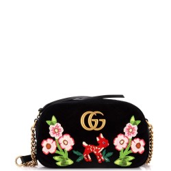 GG Marmont Shoulder Bag Matelasse Velvet with Applique Small