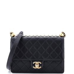 Chic Pearls Flap Bag Quilted Lambskin Small