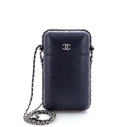 Chain Around Phone Holder Box Crossbody Quilted Lambskin