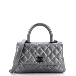 Coco Top Handle Bag Quilted Aged Calfskin Mini