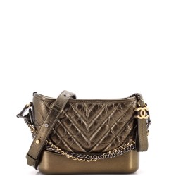 Gabrielle Hobo Chevron Metallic Aged Calfskin Small