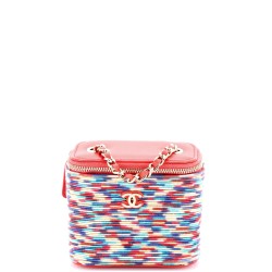 Classic Vanity Case with Chain Multicolor Embroidered Thread Mini