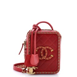 Filigree Vertical Vanity Case Quilted Goatskin with Chain Detail
