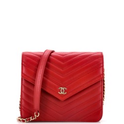 Square Wallet on Chain Chevron Calfskin