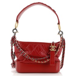 Gabrielle Hobo with Logo Handle Quilted Aged Calfskin Small