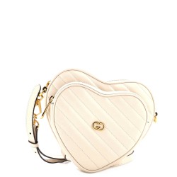 Interlocking G Heart Shoulder Bag Diagonal Quilted Leather Mini