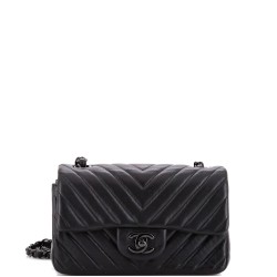So Black Classic Single Flap Bag Chevron Lambskin Mini