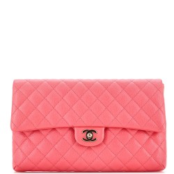 Classic Flap Clutch Quilted Caviar