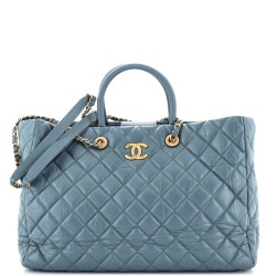 Coco Handle Shopping Tote Quilted Aged Calfskin Large