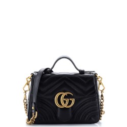 GG Marmont Top Handle Flap Bag Matelasse Leather Mini