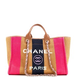 Deauville Tote Striped Viscose Canvas Medium