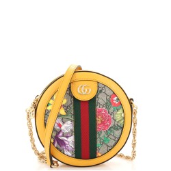 Ophidia Round Shoulder Bag Flora GG Coated Canvas Mini