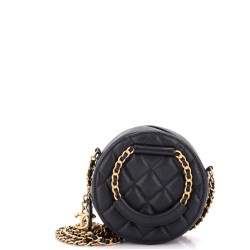 In The Loop Round Clutch with Chain Quilted Caviar Mini