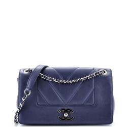 Mademoiselle Vintage Flap Bag Chevron Sheepskin Small