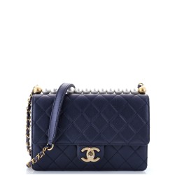 Chic Pearls Flap Bag Quilted Lambskin Small