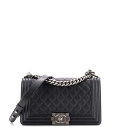 Boy Flap Bag Quilted Caviar Old Medium